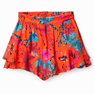 Desigual Alondra Tropical Vibrant Floral Ruffle Skort Shorts L